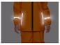 Oranje regenjas en broek met reflecterende strepen voor kinderen.