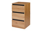 Een houten dressoir met drie laden.