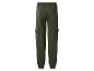 Pantalon de survêtement cargo vert foncé avec poignets élastiques et poches, vue arrière.
