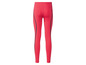 Rode leggings met zwarte accenten.