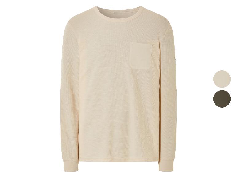 T-shirt manches longues beige avec poche, disponible en plusieurs couleurs.