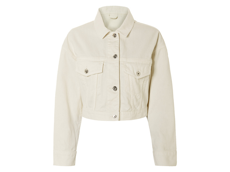 Veste en jean blanche à manches longues.