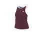 Débardeur de sport bordeaux sans manches avec liseré blanc et petit logo blanc.