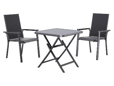 LIVARNO® Ensemble de jardin »Houston« : Table pliante avec 2 fauteuils empilables