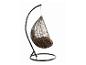 Fauteuil suspendu œuf gris avec coussin marron sur support noir