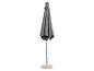 Parasol de terrasse gris fermé avec une base claire sur fond blanc