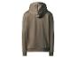 Een olijfgroene hoodie van achteren gezien.