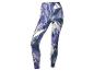 Paarse trainingsbroek met geometrisch patroon.