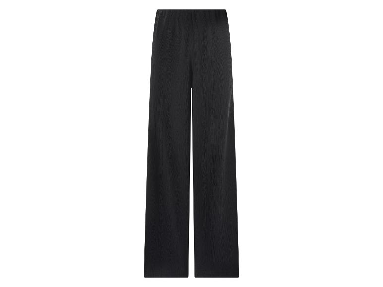 Zwarte wijde broek van getextureerde stof.