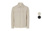 Beige overhemd met lange mouwen en ritssluiting.