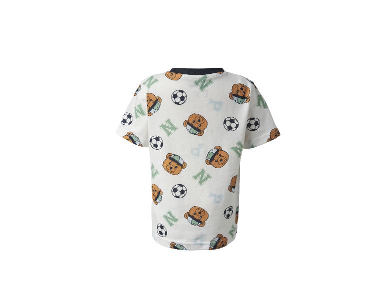Wit kinder-T-shirt met teddybeer-, voetbal- en letterprint.