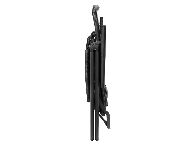 Chaise pliante noire, design moderne et compact.