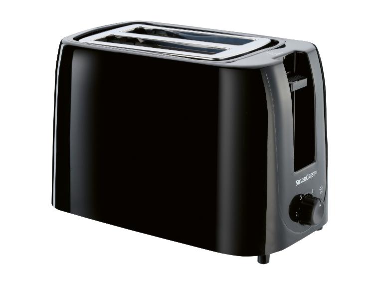 Een zwarte broodrooster van SilverCrest met twee gleuven.