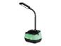 Lampe de bureau noire avec chargeur sans fil intégré.