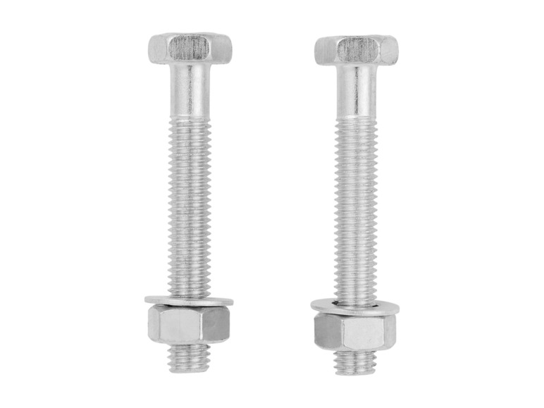 Twee schroeven met moeren en ringen