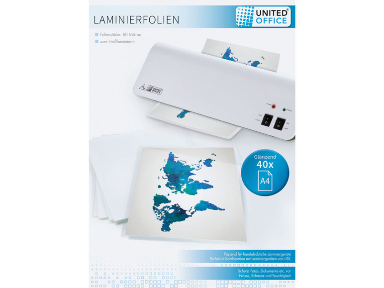 Ga naar volledige schermweergave: UNITED OFFICE® Lamineerfolie, voor A4/A5 en foto's - afbeelding 1