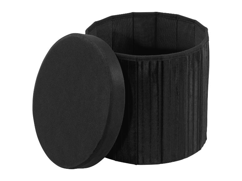Boîte de rangement pliable ronde noire avec couvercle