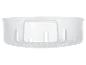 Panier transparent en plastique pour lave-vaisselle avec fentes pour couverts.