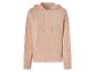 Un sweat-shirt rose à capuche en tricot.