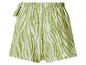 Dames shorts met groen-wit zebraprint, elastische tailleband en decoratieve strik.
