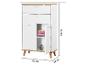 Witte ladekast met houten blad, twee lades en twee deuren, afmetingen 96x60x28 cm.