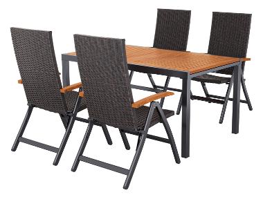 LIVARNO® Ensemble de jardin Valencia : table extensible avec 4 fauteuils à haut dossier
