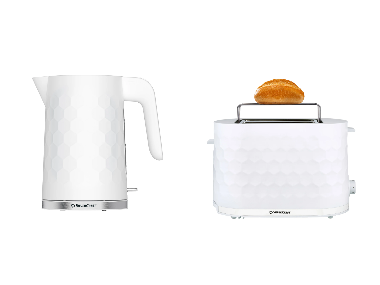 SILVERCREST® Set de cuisine motif nid-d'abeille : Grille-pain et bouilloire