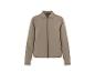 Beige bomberjack met rits en kraag.