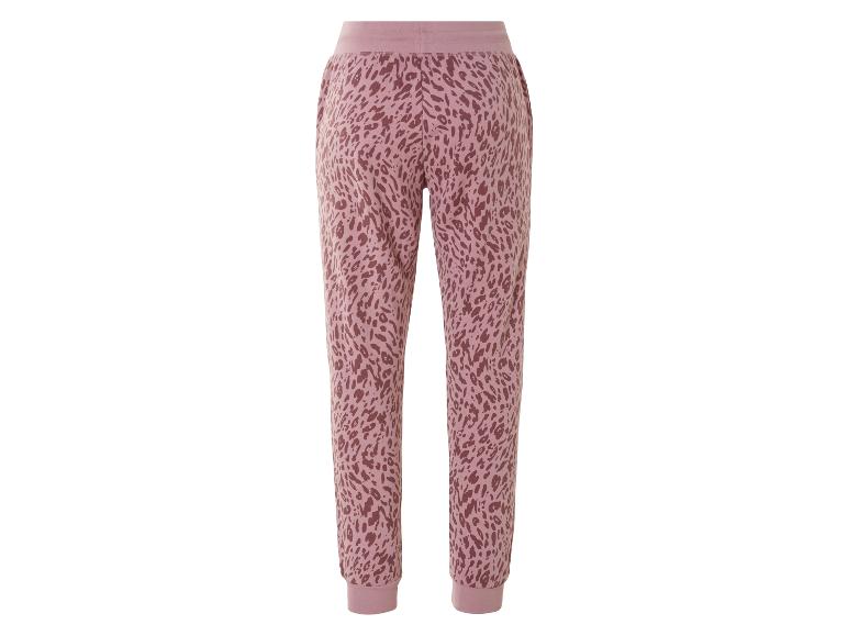 Pantalon de jogging rose à imprimé léopard.