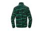 Pull noir à col roulé avec texte vert répété 'PARKSIDE'.