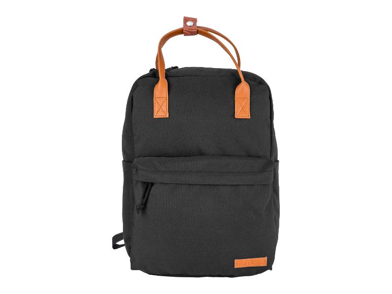 Sac à dos noir Esmara en toile, poignées en cuir.