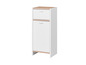 Witte kast met twee laden en een houten blad.