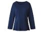 T-shirt bleu foncé à manches longues avec encolure ronde et fentes latérales