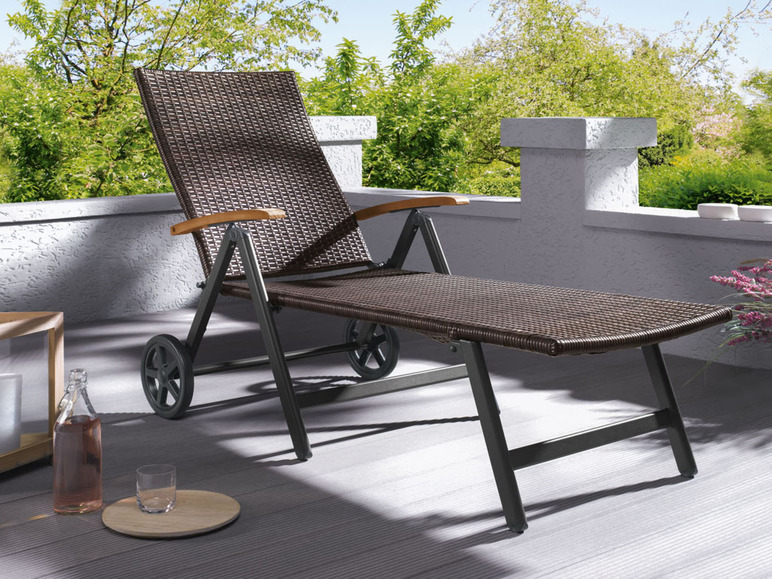 Ga naar volledige schermweergave: Wicker ligbed »Valencia«, inklapbaar, wielen - afbeelding 5