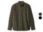 Chemise en velours côtelé vert foncé à manches longues boutonnée