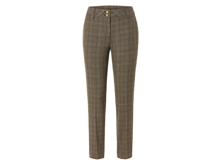 Un pantalon à carreaux cintré avec des boutons.