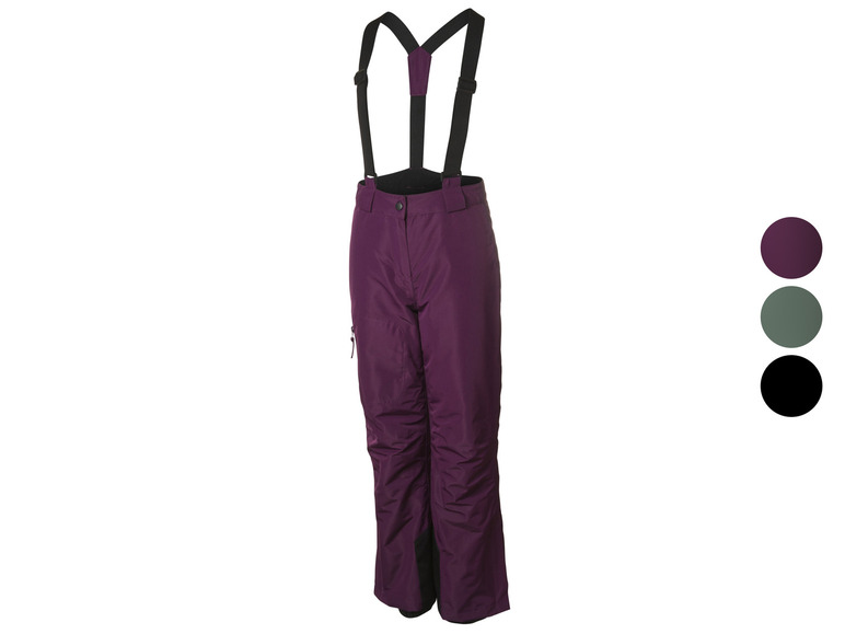 Paarse ski-broek met bretels.
