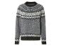 Pull gris avec un motif scandinave noir et blanc.