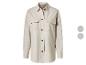 Surchemise beige femme avec deux poches poitrine et boutons marron