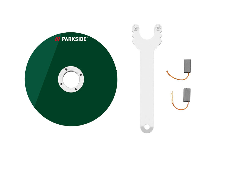 Parkside-schijf, moer en koolborstels.
