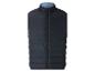Donkerblauwe gewatteerde bodywarmer met ritssluiting aan de voorkant