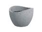 Pot de fleurs gris en forme de goutte, style moderne.