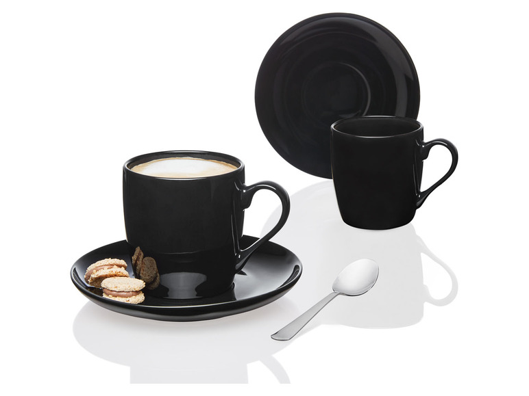 Aller en mode plein écran ERNESTO® Tasses à café en porcelaine avec soucoupes, 2 pièces - Photo 4