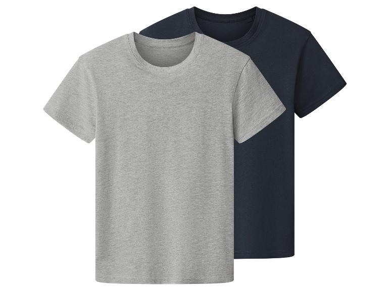 Twee heren T-shirts met korte mouwen, één grijs en één donkerblauw.