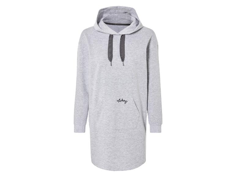 Une robe sweat-shirt grise avec un motif Mickey Mouse.