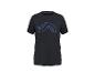 T-shirt de sport noir avec un motif graphique bleu sur le devant.