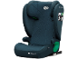 Siège-auto pour enfant bleu foncé avec des détails verts.