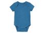 Lichtblauw baby romper met korte mouwen.