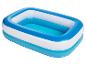 Opblaasbaar rechthoekig zwembad, blauw en wit, voor kinderen.