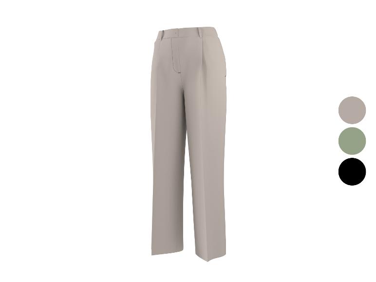 Lichtbeige damesbroek met kleuropties: beige, groen en zwart.